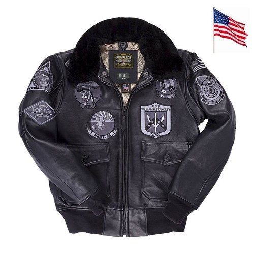 Blouson aviateur cuir navy - blouson,