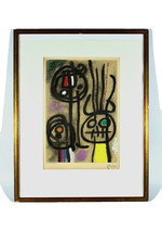 MIRO lithograph on vellum ° pochoir in color ° personnage et Oiseu ° 1965 ° ° °