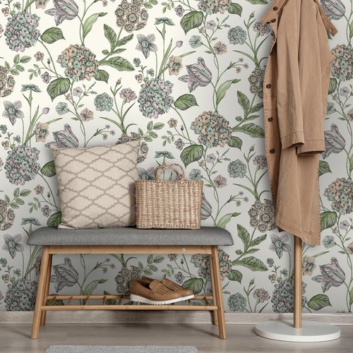 Papier peint floral coloré - floral,