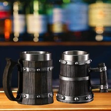 Chope à bière en tonneau de bois au design rétro pour cadeaux, restaurant,