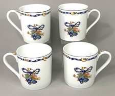 Set of 4 Bernardaud Limoges Borghese Porcelain Mugs