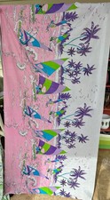 Vintage Jacque Rollet Windsurfing Fabric Panel 1980s Tropical Print 70x34