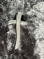 925 Sterling Silver Necklace Marcassite Cross Pendant Gift Religious
