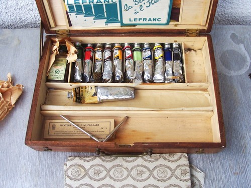 Ancienne valise peinture - valise,
