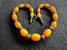 Collier ambre résine argent