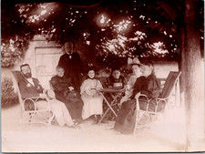 France, One Family in the Garden Salon Vintage Print, Citrate Print 8x11 