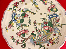 Rare GIEN  9 3/4 Inch Plate with Flowers, Birds and Insects from FRANCE