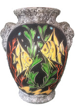Grand vase décor de poissons