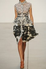 $2150 New THAKOON White Embroidered Organza and  and Silk Blend Runway Dress 4 8