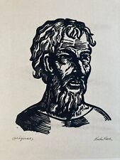 Très Beau Dessin Encre  Portrait  Homme Barbe 1960 A Identifier Ancien Art Buste