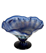 Beautiful Blue Mick BOB LE BLEIS Glass Vintage Design Fruit Cup Centerpiece