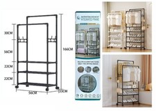 Z Garde-Robe Avec Étagère à Chaussures 2 Barres Et Roues Assistant Vêtements Val