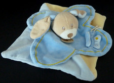 5. DOUDOU PLAT BABY NAT LAPIN CHIEN PAPILLON bleu jaune BEIGE EXCELLENT ETAT