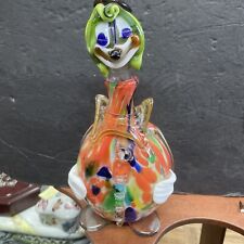 vintage large murano  Art glass italy figural clown liquor decanter Bottle