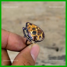 Bauxite Gemstone Copper Electroformed Handcrafted Art Deco Birthday Ring Jewelry