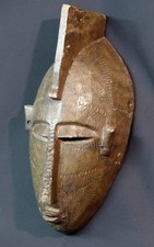 AA Art Africain masque ancien Bamana mali scarification spiritualité 33cm déco