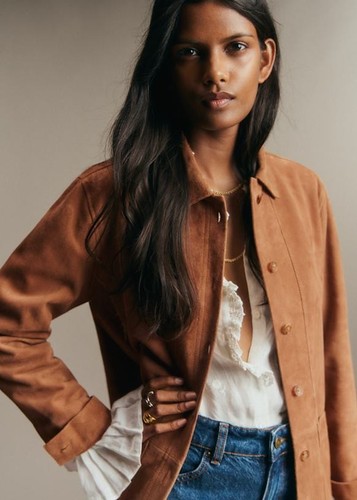 Sezane veste chemise cuir - sezane, daim
