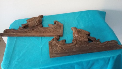 Paire frontons bois sculptes - 2,