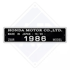 Plaque d'identification Honda