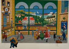 Hall Gare Train HENRY WESTEL Deliege LITHOGRAPHIE ea XX°