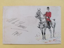 Old postcard illustration signed Charles De CONDAMY RIDER HUNTING à ROURE horse horn