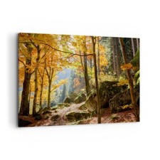 Impression sur Toile 120x80cm Tableaux Image Photo Automne montagne forêt nature