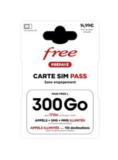 Carte SIM prépayée Free Appel SMS MMS Illimités 300Go Internet sans abonnement