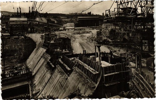 Old postcard génissiat dam - postcard,