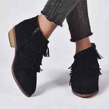 Bottes D'Hiver Anfibie Noires En Cuir Synthétique Avec Franges 9881