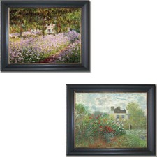 Black Framed Artist's Garden by Claude Monet 2-pc Canvas Set (15 in x 18 in Ea)