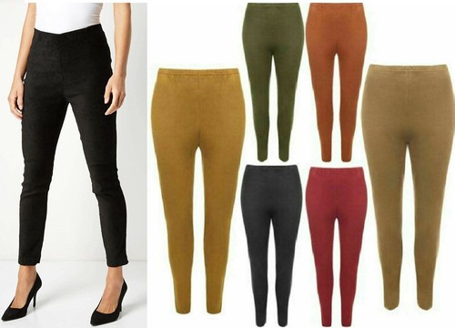 Femmes daim look uni leggings - look,