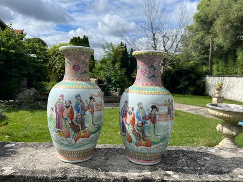 Paire vases chinois porcelaine