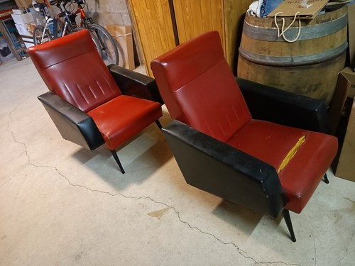Fauteuils vintage skai - 2, rouge