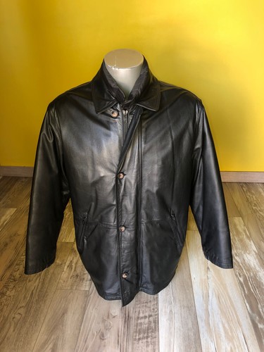 Manteau cuir noir - manteau, en
