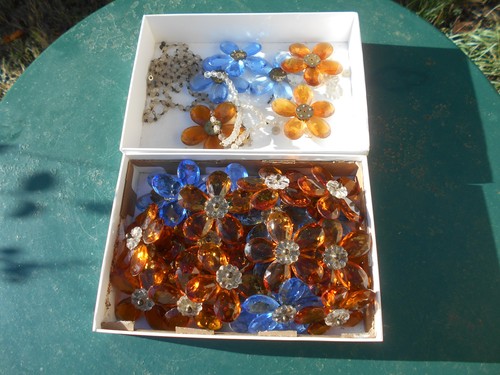 Pampilles fleurs verre bleu - fleurs,