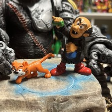 1978 Vintage Schleich Peyo The Smurfs Villain Gargamel & Cat Azrael PVC Figurine