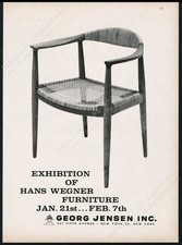1959 Hans Wegner modern chair photo exhibition Georg Jensen vintage print ad