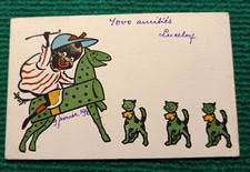 CPA FGL - ENFANT MONTANT UN CHEVAL ET TROIS CHATS - ENFANT NOIR - M.M. VIENNE