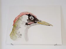 Pivert ORIGINAL WATERCOLOR Bird Portrait Tree Wood Nature Country Painting