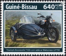 TRIUMPH BONNEVILLE T100 WATSONIAN GP700 SIDECAR Motorcycle Motorbike Stamp 2018