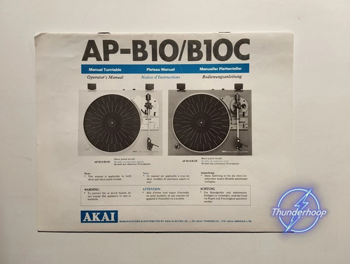 Akai b10 notice - b10, c