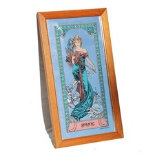 Vintage Les Saisons / Spring Alphonse Mucha Screen Printed Small Wall Mirror