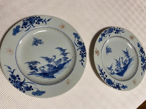 Paire assiettes porcelaine