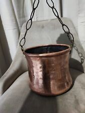 -MAGNIFICENT OLD SMALL COPPER CAULDRON with chain ANSE