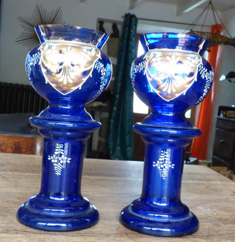 Paire vase bleu cobalt - paire,
