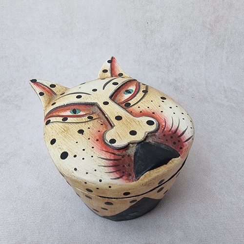 Boîte chat bois sculpté - chat, en
