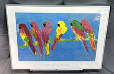 Walasse Ting Parrots 6 Parrots Framed Lithograph Print Poster 27.5"x 19.5" *READ