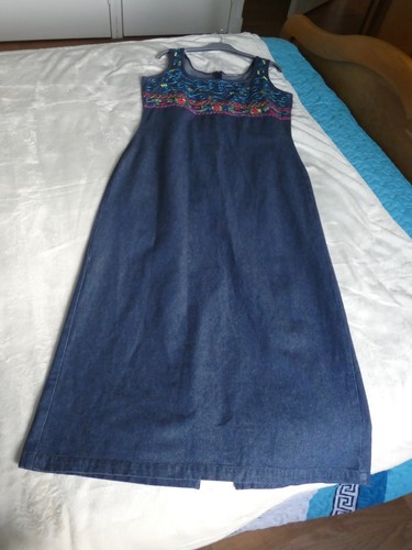 Brodée 100 coton robe longue - coton,