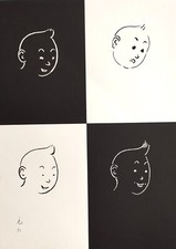 TChANG-TCHANG-Jen Signed Lithograph Tribute to Hergé TINTIN