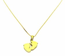 Collier Femme En Or Jaune 18kt (750) Chaîne Vénète Pendentif Pieds Zircon